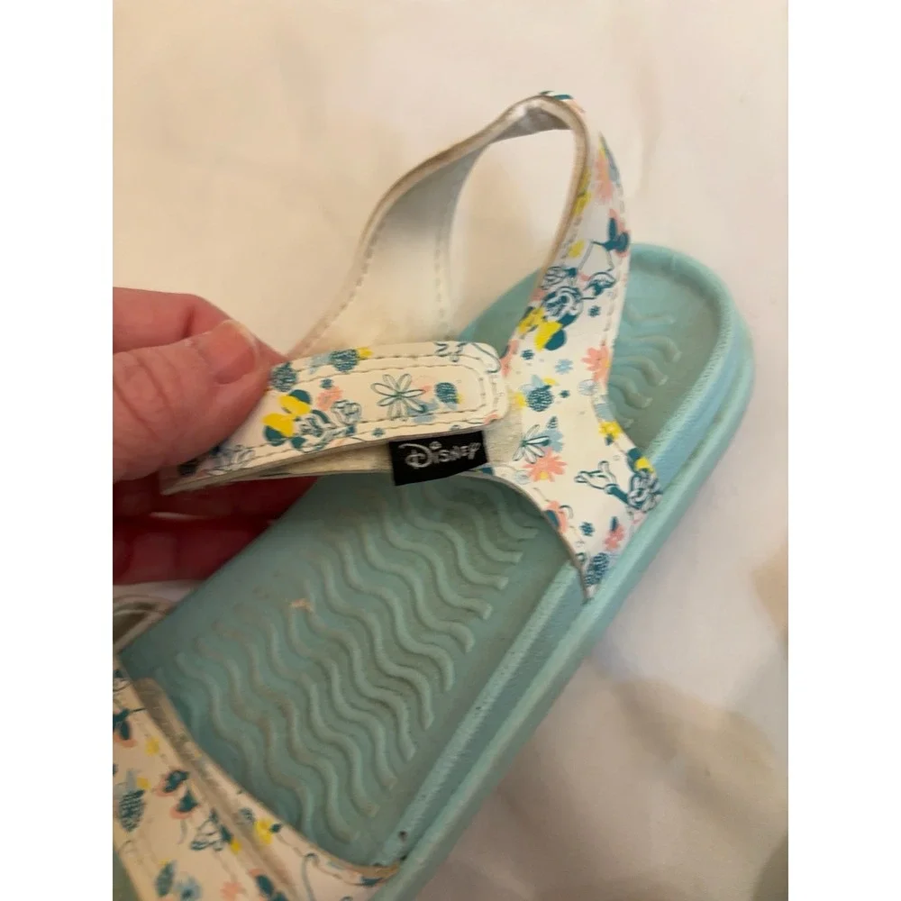Native x Disney Minnie Mouse Floral Sandals Girls Size 1 Blue Hook & Loop